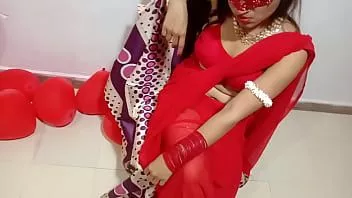 Play Newly married indian wife in red sari celebrating valentine with her desi husband - full hindi best xxx